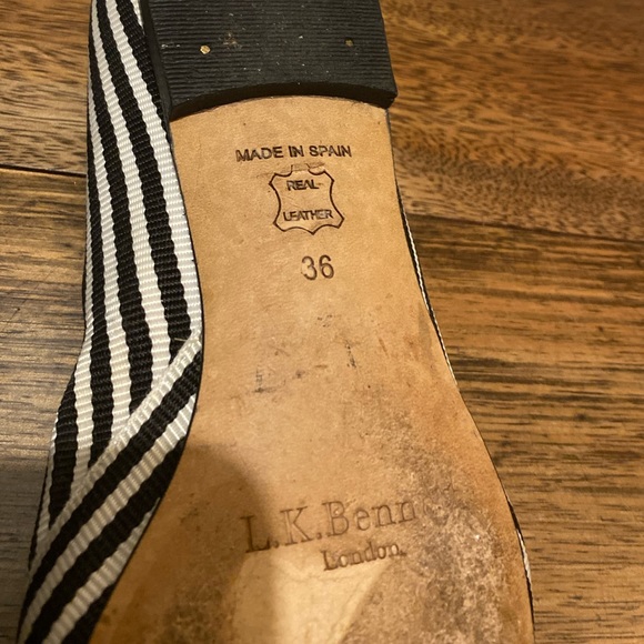 L.K. Bennett London Savannah Black Stripe Flats sz 36/6 - Picture 5 of 6